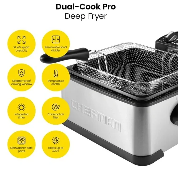 Chefman 4.5L Dual-Cook Pro Deep Fryer - Picture 2 of 11